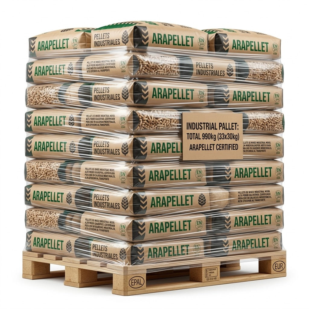 Palet Industrial - 33 Sacos de 30 kg (990 kg) | Pellets Alta Performance